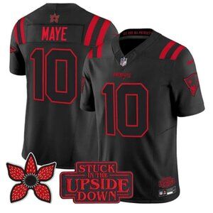 Mens Youths Select Size For Drake Maye 10 Black Vapor Jersey Stitched